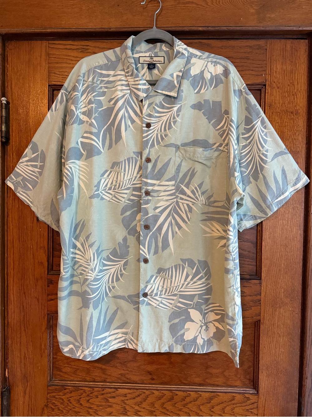 TOMMY BAHAMA 100% Silk Tropical Short Sleeve Button Down Shirt Cruise Resort XL